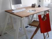 Studio desk for sale: solid wooden top and trestles