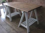 Studio desk for sale: solid wooden top and trestles