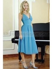 Elegant A-Line Blue Sling V-Neck Intermission  Chiffon Cocktail Dress