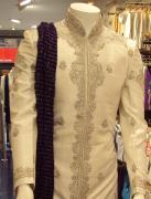 White sherwani with silver embroidery