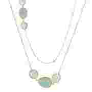 Gold 42 inch necklace with six opal stones & diamonds by the yard