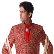 Red Curvet Sherwani