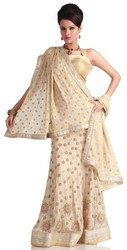 Subtly Beautiful Off white-Copper Lehenga Choli of Virtues Brand