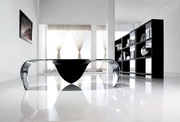 Clear Glass With Black Painting Coffee Table ( Model: CB143) 