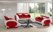  Red and White 2+3SeaterTop Graded Real Leather Sofa (Model: S 001-RW)