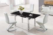  Tempered Glass Dining Table with 4 White Z Chairs ( Model: DA112) 