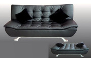 Designer Black Faux Leather Sofa Bed 4 Seater (Model: S/B003-B) 