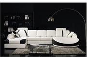 White and Black Top Graded Leather Corner Sofa Suite Milan (Model: T57
