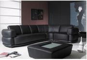 Designer Top Graded Real Leather Corner Sofa Suite- Black (Model: T25C