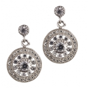 Silver antique circle drop earrings