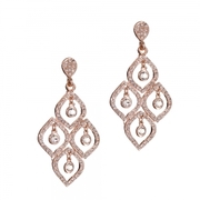 Rose gold chandelier earrings with tear drops and hanging stones