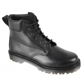 BLACK GRAIN LEATHER UNIFORM ANKLE BOOT