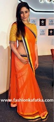 Kareena Kapoor Style Orange Saree