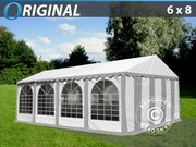 Marquee 6x8 m PVC grey/white,  Base frame included