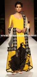 Buy Sensational Yellow & Black Patiala Suit at Lakme Fashion Week 2013