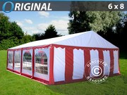 Marquee 6x8 m PVC Red/white,  base frame included