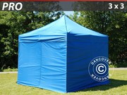 Folding canopy PRO 3x3 m Pack,  incl. 4 sidewalls,  blue