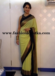 Madhuri Dixit Gorgeous Olive Green Saree at Jhalak Dikhhla Jaa 6