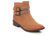 Womens Buckled Combat Ankle Boots