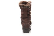Women Knee High Winter Boots with Fur Cuff and Buckle Closure
