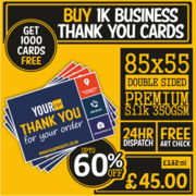 Buy 1000 & Get 1000 Business Thank You Cards Free Only £45.00 | Busine