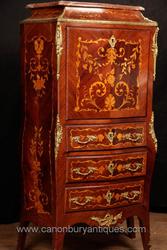 French Empire Secretaire Chest Desk Marquetry Inlay Furniture