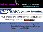 SAP HANA Online Training