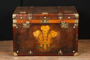 Single Victorian Steamer Trunk Leather Box Case Coffee Table Side Tabl