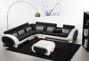 Corner Black and White Corner Sofa Suite 