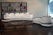 Corner  White Leather Sofa Suite 