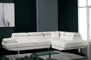 Corner White Leather Sofa Suite 