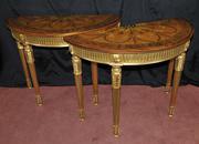 Pair Gilt Adams Console Tables Demi Inlay Furniture