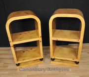Pair Art Deco End Tables Bookcases Shelf Unit Nightstands