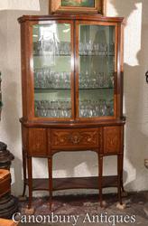 Regency Sheraton Bookcase Glass Display Cabinet Inlay
