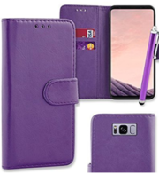 Purple Flip Wallet Case Cover Pouch for Samsung Galaxy s8