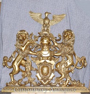 Gilt Coat of Arms English Castle Hand Carved Heraldic