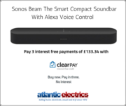 Sonos Beam Smart Compact Soundbar with Alexa Voice Control in Black