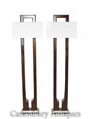 Buy Pair Art Deco Floor Lamps Mahogany and Walnut