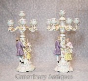 Buy Pair German Meissen Porcelain Figurine Candelabras Candles