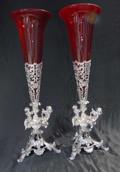 Buy Pair Silver Plate Cherub Rose Vases Vase