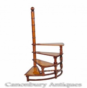 Victorian Library Steps in Mahogany Ladder Step Bookcase