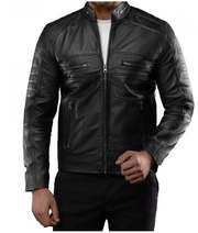 Mikka Black Cafe Racer Biker | Men's Leather Jackets