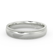 D - Shape with Grain White Gold Wedding Band