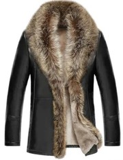 Men's Winter Coat Raccoon Sheep Leather- https://tinyurl.com/mueunr3k
