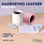 Leather Dice Cups with Ribbed Interior,  Quiet while Shaking