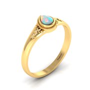 Tear Drop Style Opal Flower Gold Filled Solitaire Ring