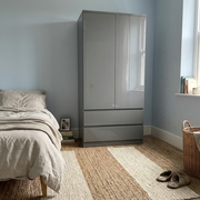 Shaker Double Wardrobe with Drawers – Full-Length Rail,  White or Grey